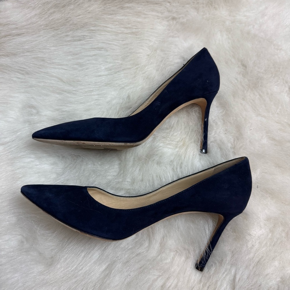 Jimmy Choo Navy Suede Romy 85 - Picture 3 of 10